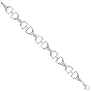 New Sterling Silver Linked Stirrups Bracelet for Women Buckle 7.5"